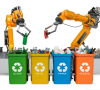 Roboter sortieren Abfall in Tonnen