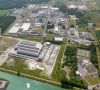 Dupont Werk Hamm-Uentrop zwischen Hafen Datteln-Hamm-Kanal und Trianel GUD Gasturbinenkraftwerk, Gewerbegebiet mit Reiling und DHL, Luftbild von Hamm